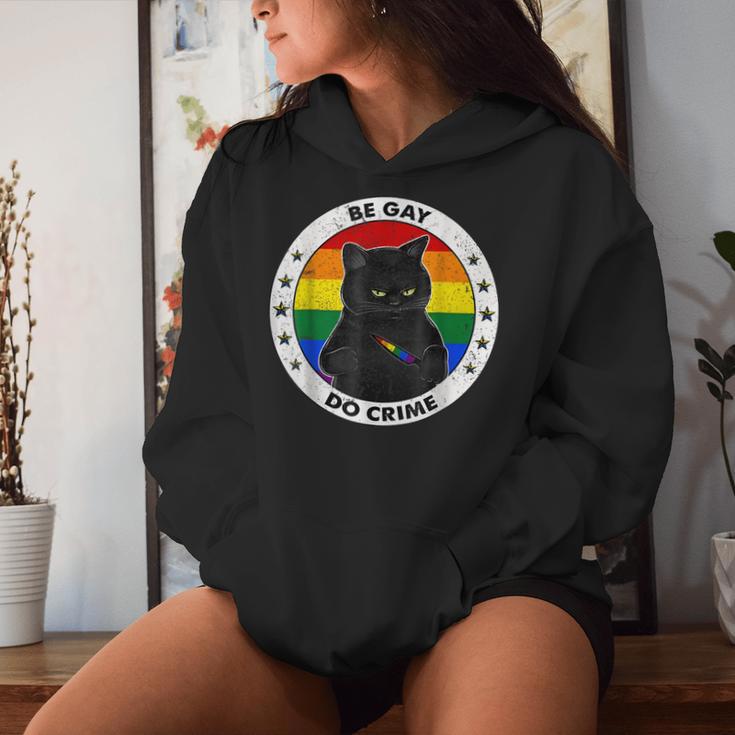 Black Cat Be Gay Do Crime Rainbow Lgbtq Pride Gay Cat Women Hoodie Gifts for Her