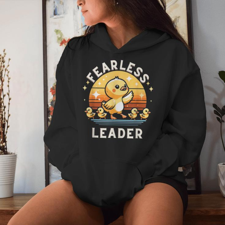 Fearless Leader Duck Ironic Duck Lovers Motivational Women Hoodie Gifts for Her