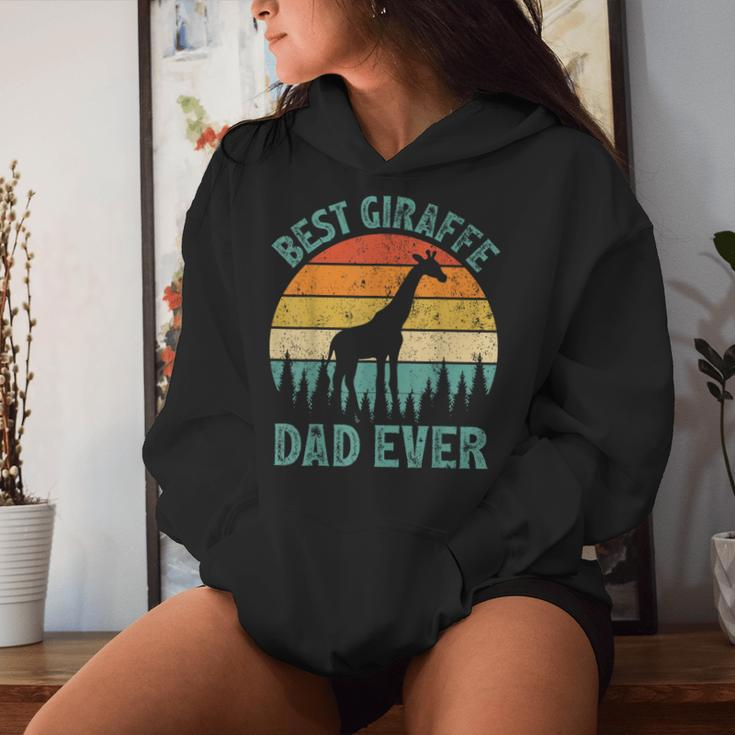 Giraffe Vintage Best Giraffe Dad Ever Father's Day Women Hoodie Gifts for Her