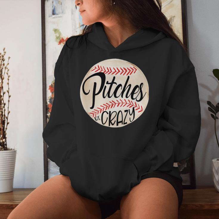 Pitches Be Crazy Crazy Baseball Mom Women Hoodie Gifts for Her