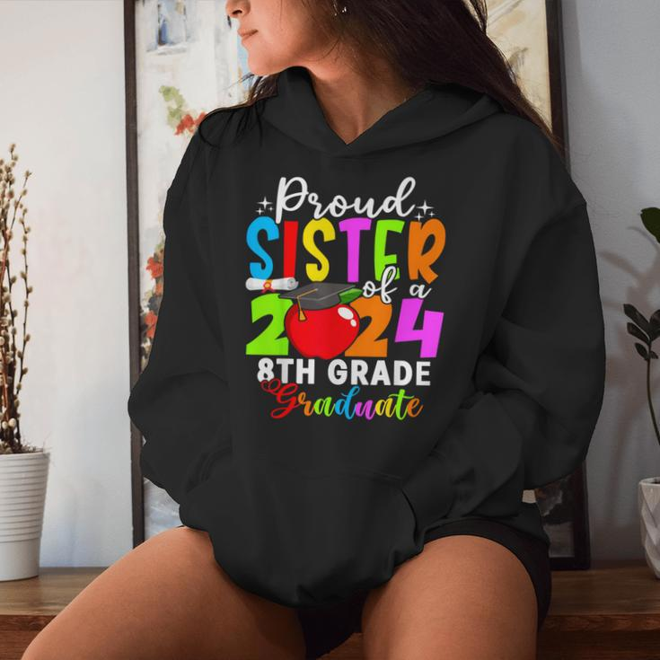 Proud Sister Of A Class Of 2024 8Th Grade Graduate Women Hoodie Gifts for Her
