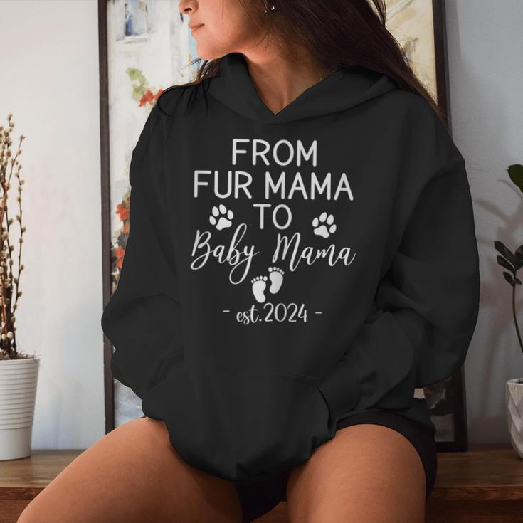 From Fur Mama To Baby Mama Est 2024 New Mom Dog Lover Women Hoodie Gifts for Her