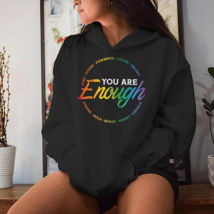 Gay You Are Enough Rainbow Pride Flag Ally Lgbtq Women Women Hoodie Gifts for Her