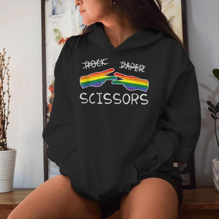 Gay Lesbian Rock Paper Scissors Fun Rainbow Pride Lgbt Women Women Hoodie Gifts for Her