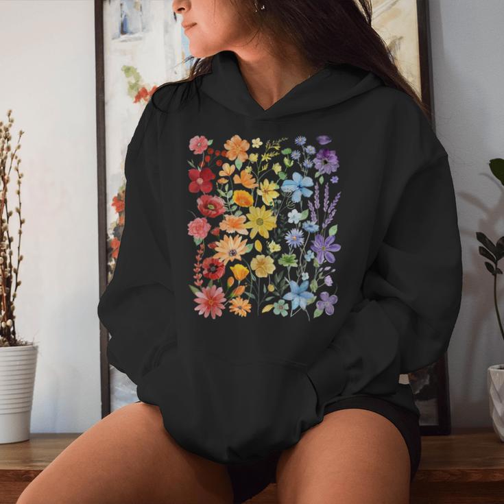 Gay Pride Subtle Wildflowers Lgbtq Month Rainbow Flowers Women Hoodie Gifts for Her