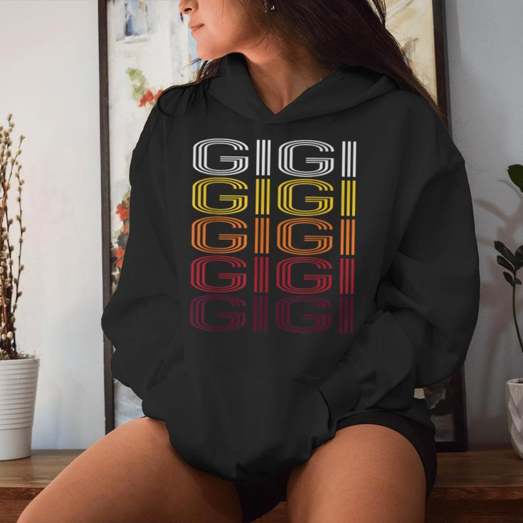 Gigi Retro Wordmark Pattern -Intage Style Kapuzenpullover für Damen Geschenke für Sie