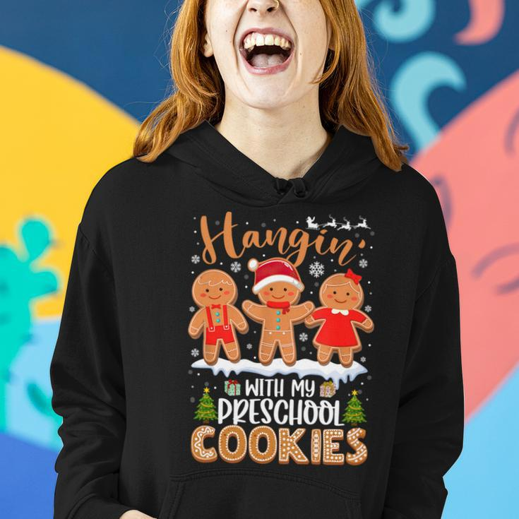 Gingerbreads Hangin' With My Preschool Cookies Teacher Xmas Women Hoodie Gifts for Her