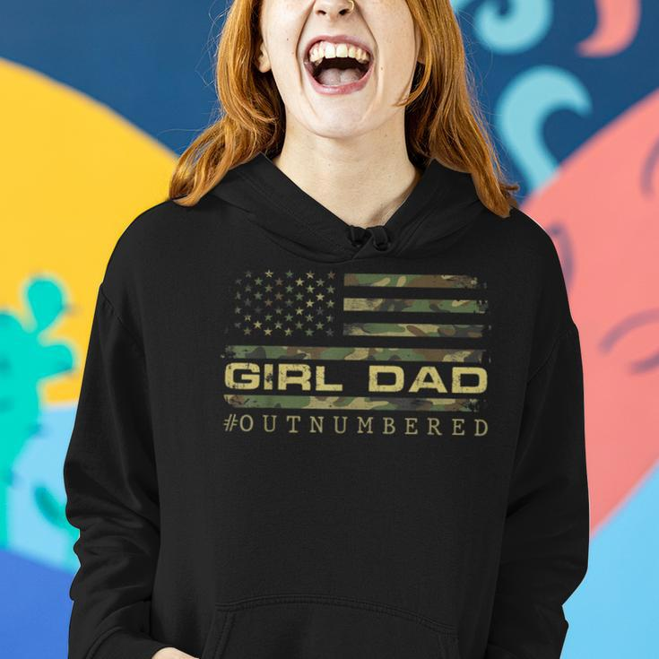 Girl Dad Outnumbered Us Flag Fathers Day From Wife Daughter Women Hoodie Gifts for Her