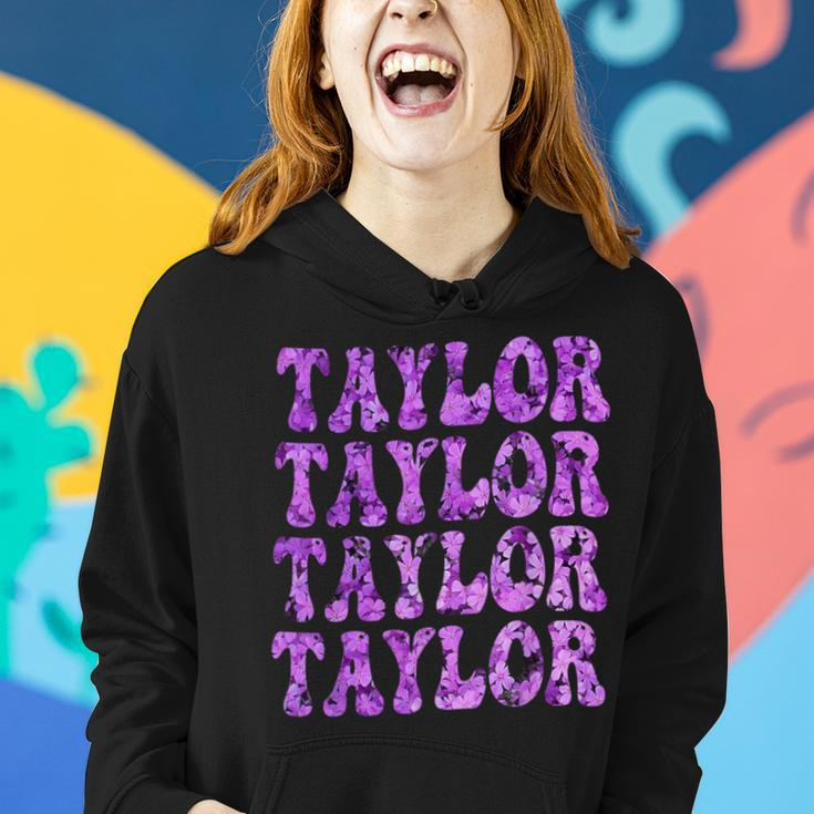Girl Retro Taylor First Name Personalized Groovy Distressed Women Hoodie Gifts for Her