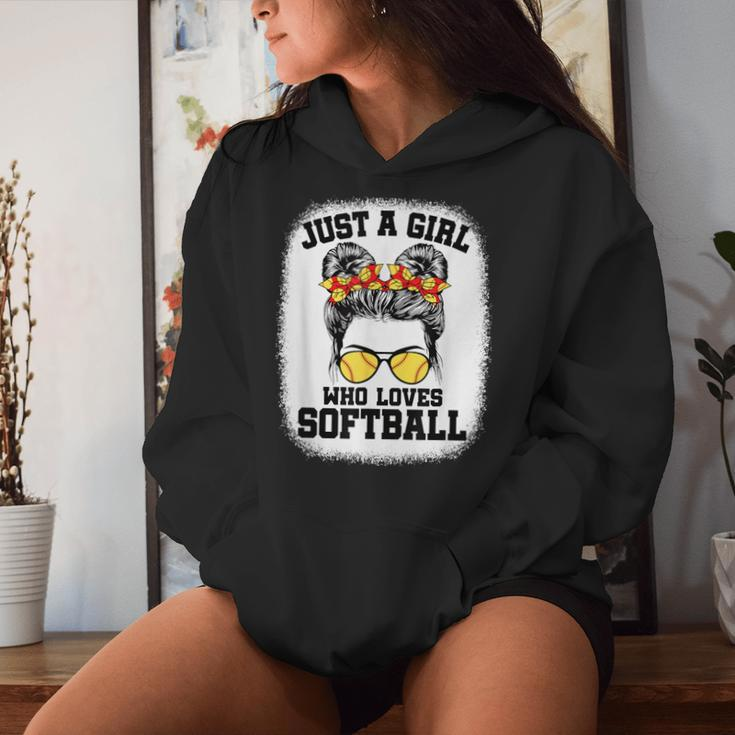 Girls Softball Fan Player Messy Bun Softball Lover Women Hoodie Gifts for Her