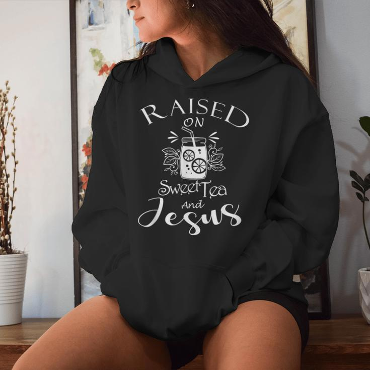 Girls Southern Raised On Jesus And Sweet Tea Women Hoodie Gifts for Her