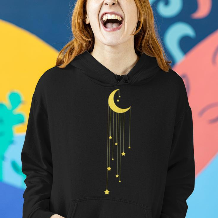 Gold Moon And Falling Stars Graphic Women Hoodie Gifts for Her