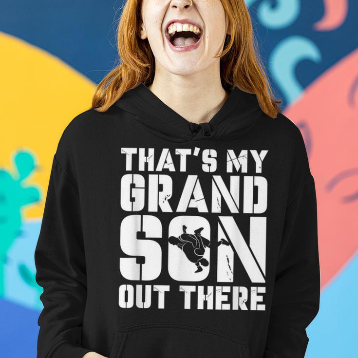 My Grandson Out There Wrestling Grandma Grandpa Women Hoodie Gifts for Her