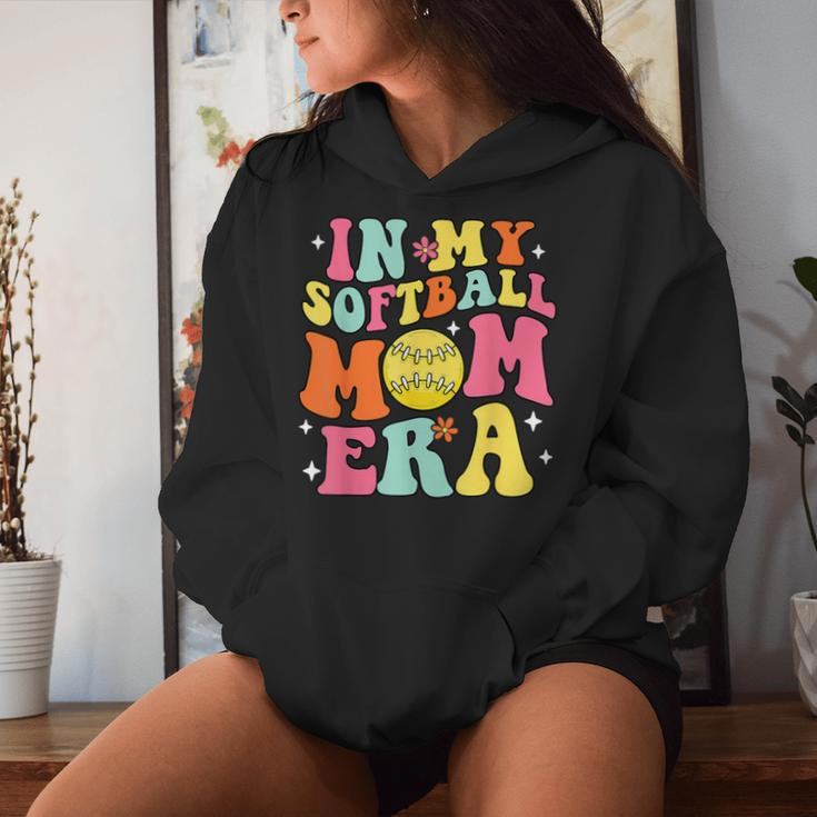 Groovy In My Softball Mom Era Mom Life Game Day Vibes Mama Women Hoodie Gifts for Her