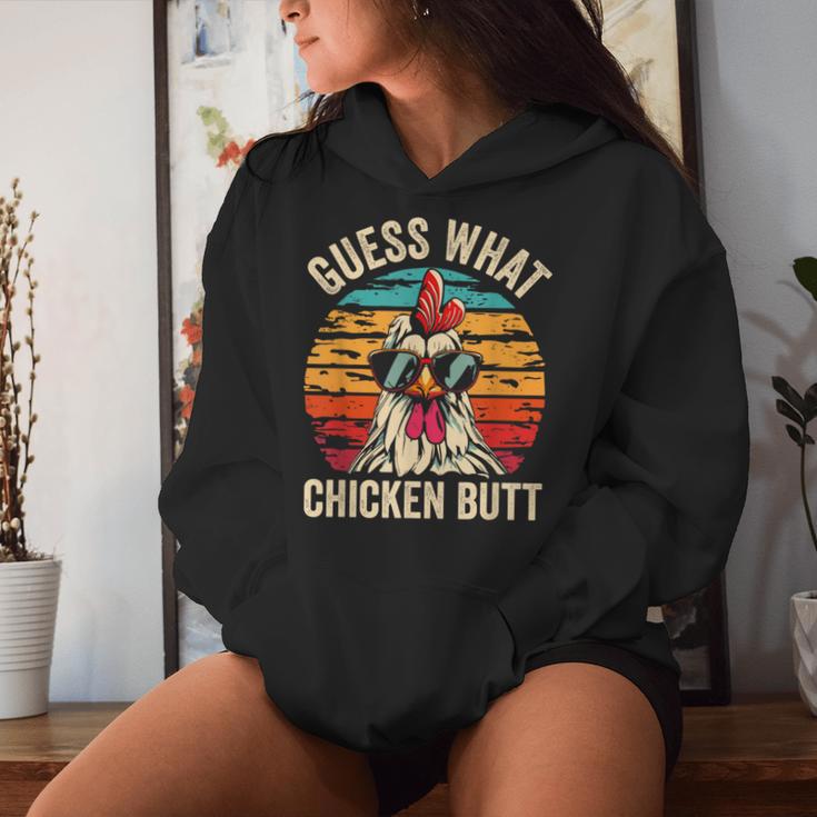 Guess What Chicken Butt Retro Vintage Chicken Meme Women Hoodie Gifts for Her