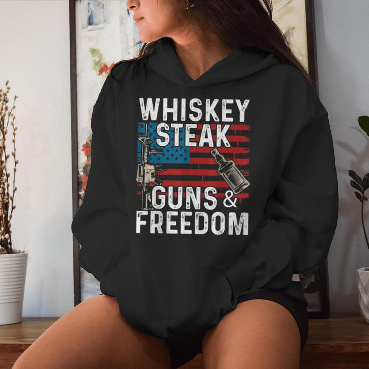 Guns Whiskey Steak Freedom Whiskey Bourbon Women Hoodie Gifts for Her