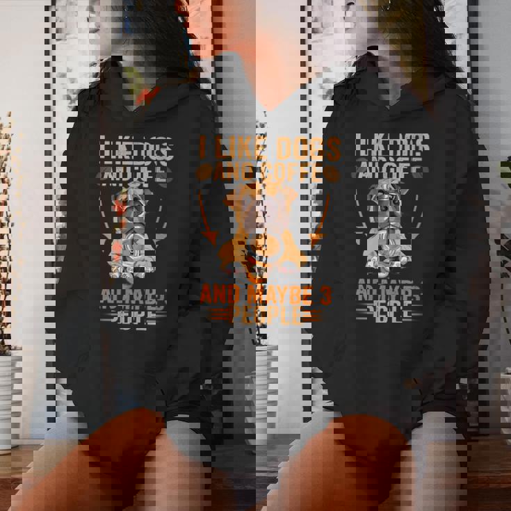 Me Gustan Los Perros Café Talez 3 Personas Divertidas Perro Sarcástico Es Cuello Sudadera con capucha para mujer Regalos para ella