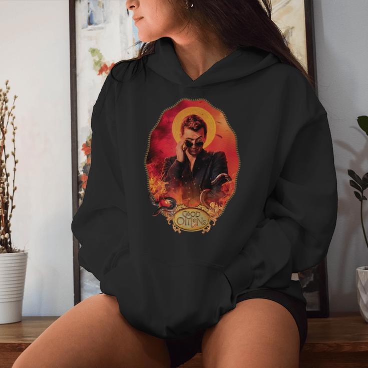 Gute Omens Crowley Portrait Kapuzenpullover für Damen Geschenke für Sie