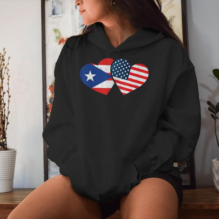 Half American Puerto Rican Girl Usa Puerto Rico Flag Boricua Women Hoodie Gifts for Her