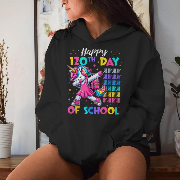 Happy 120Th Day Of School Cute Unicorn Girl 120 Days Smarter Women Hoodie Gifts for Her