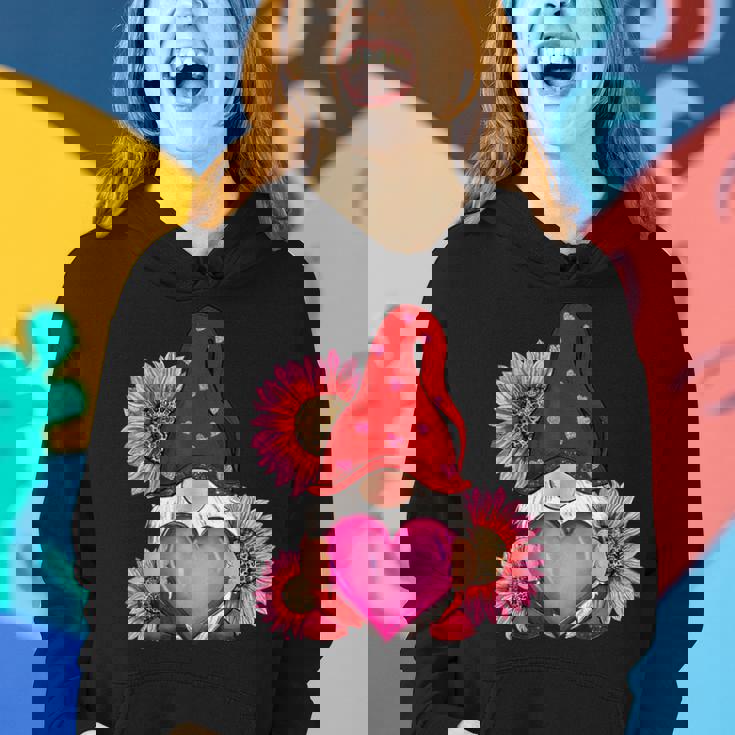 Happy Valentine's Day Gnome With Leopard Sunflower Valentine Women Hoodie Gifts for Her