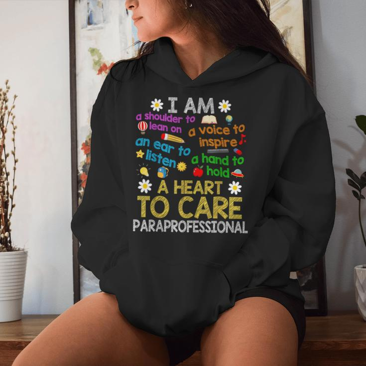 Heart To Care Paraprofessional Teachers Paraeducator Women Hoodie Gifts for Her