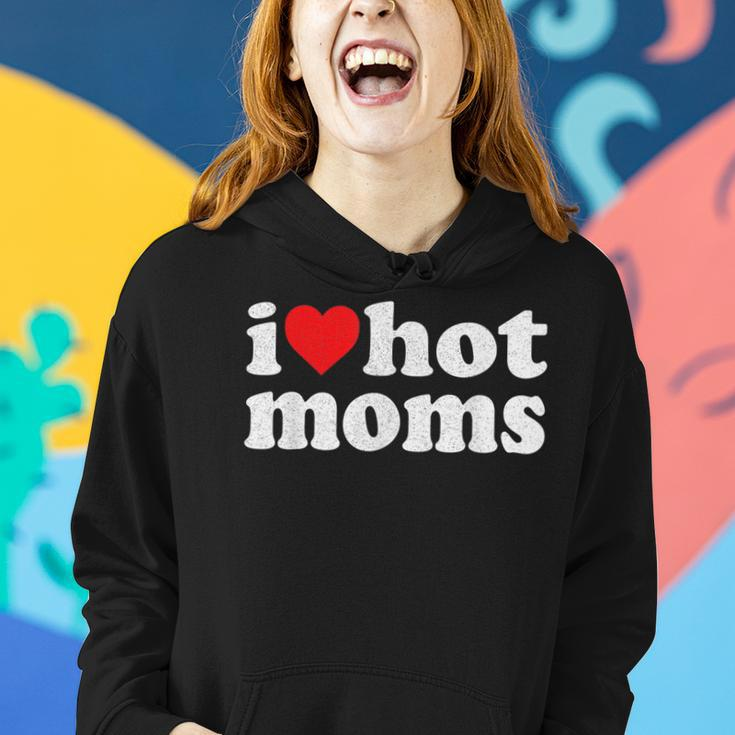 I Heart Hot Moms I Love Hot Moms Distressed Retro Vintage Women Hoodie Gifts for Her