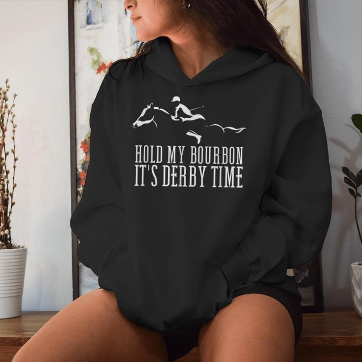 Hold My Bourbon It's Derby Time Derby Day Horse Racing Women Hoodie Gifts for Her
