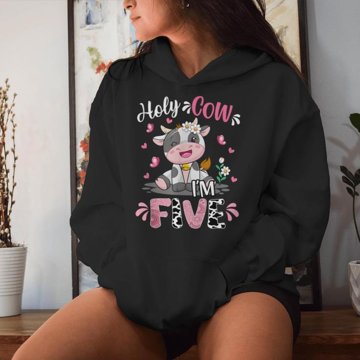 Holy Cow I'm Five 5 Years Old 5Th Birthday Girl Outfit Women Hoodie Gifts for Her