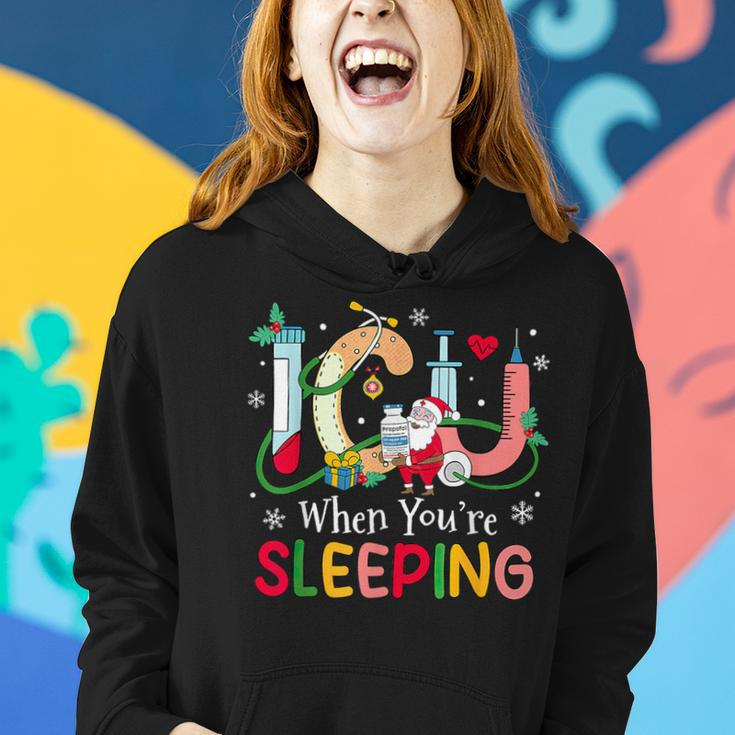 Icu When Your're Sleeping Christmas Icu Nurse Crew Womens Women Hoodie Gifts for Her