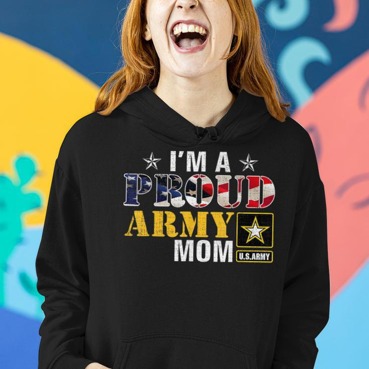 I'm A Proud Army Mom American Flag Military Veteran Women Hoodie Gifts for Her