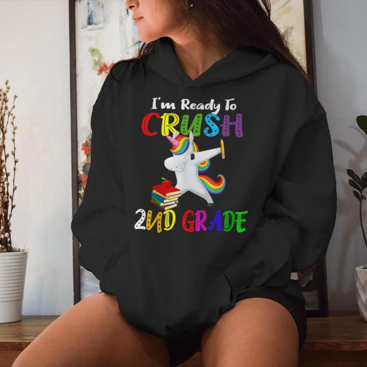I'm Ready To Crush 2Nd Grade Second Grader Dabbing Unicorn Women Hoodie Gifts for Her