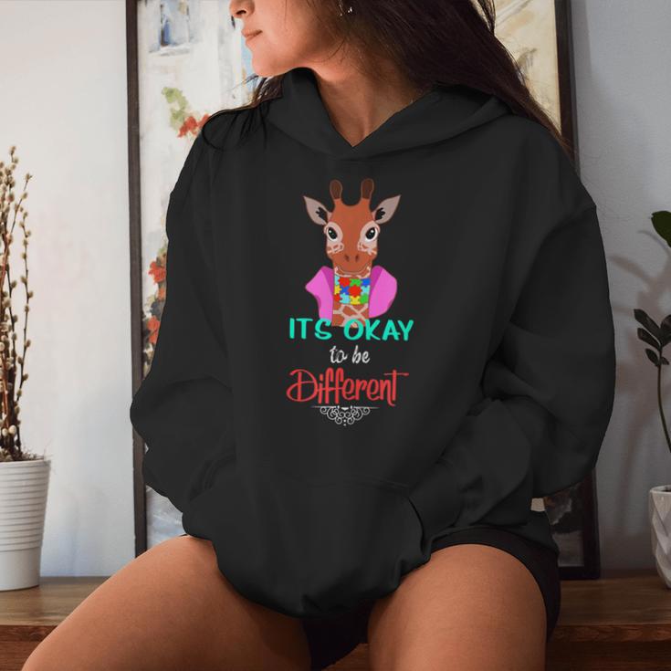 Its Ok To Be Different Giraffe Cool Autism Awareness Women Hoodie Gifts for Her