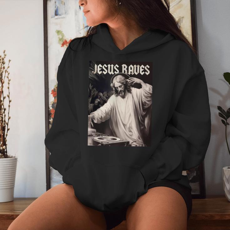 Jesus Raves Deejay Meme Jesus Dj Christian Women Hoodie Gifts for Her