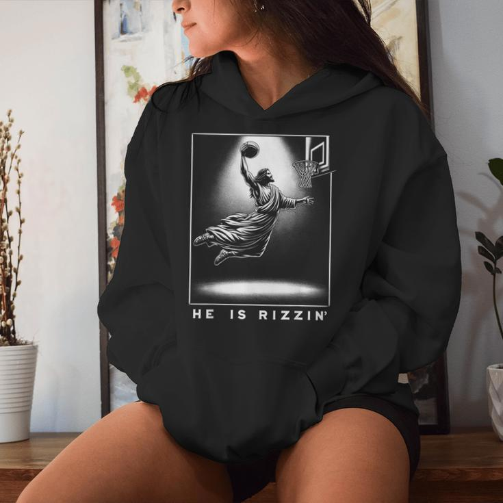 Jesus He Is Rizzin' Basketball Easter Christian Religious Women Hoodie Gifts for Her