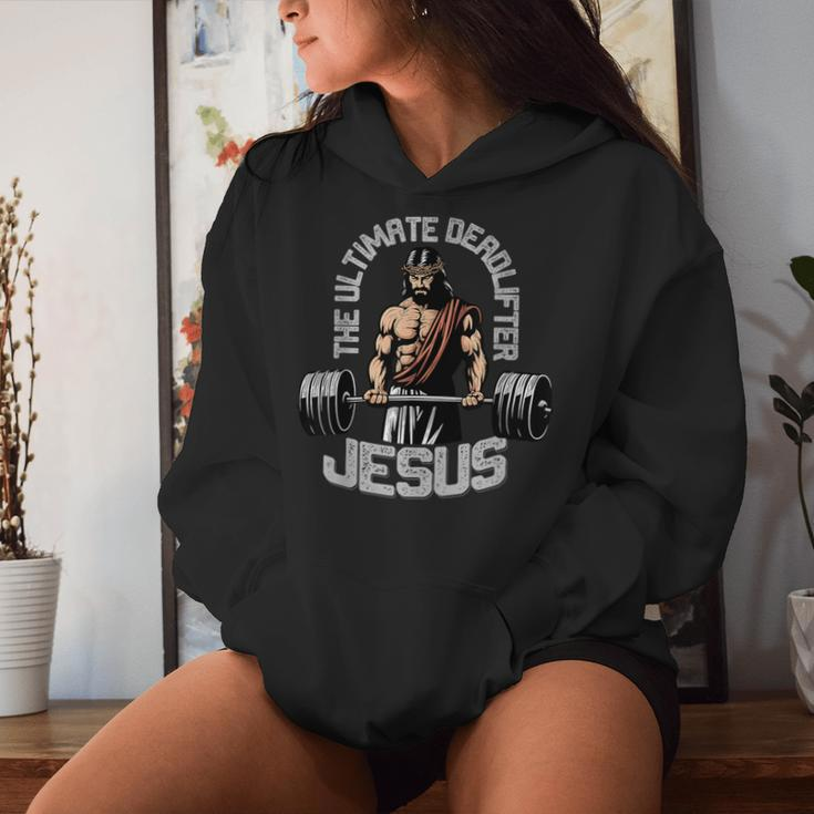 Jesus The Ultimate Deadlifter Christian Gym Women Hoodie Gifts for Her