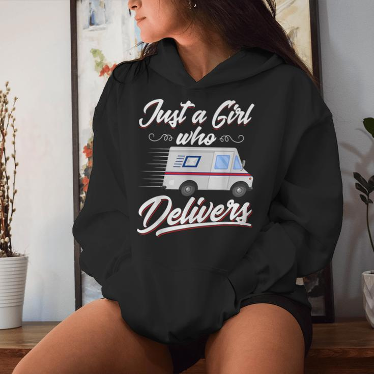 Just A Girl Who Delivers Postwoman Mail Truck Driver Women Hoodie Gifts for Her