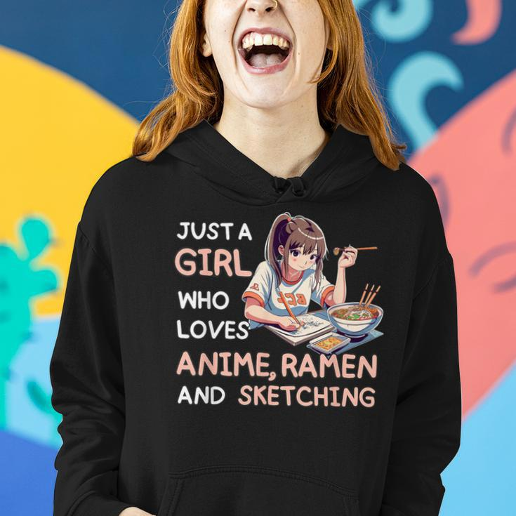 Just A Girl Who Loves Anime Ramen Sketching Anime Japan Women Hoodie Gifts for Her
