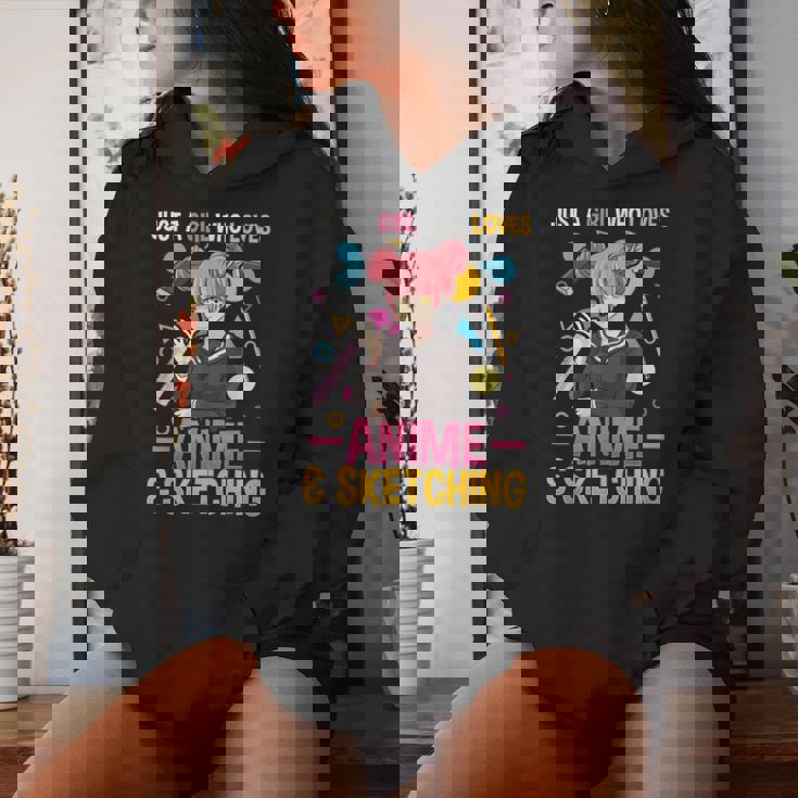 Just A Girl Who Loves Anime And Sketching Girls Women Hoodie Gifts for Her