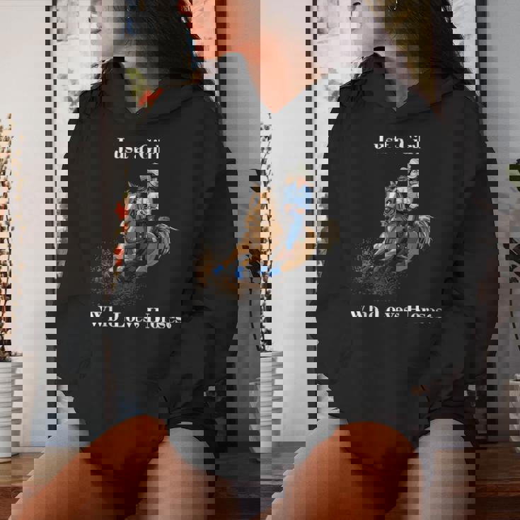 Just A Girl Who Loves Horses Equitación Occidental Sudadera con capucha para mujer Regalos para ella