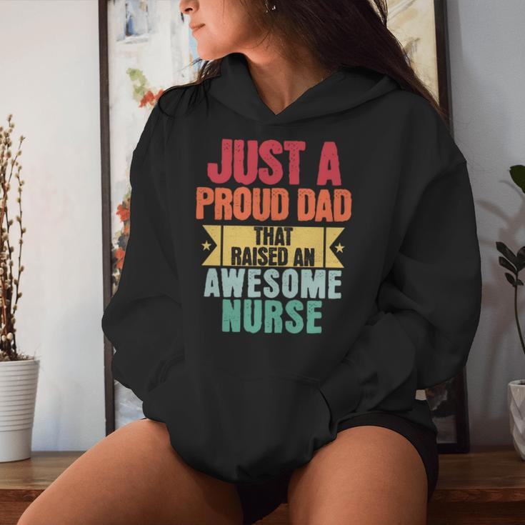 Just A Proud Dad That Raised An Awesome Nurse Fathers Day Women Hoodie Gifts for Her