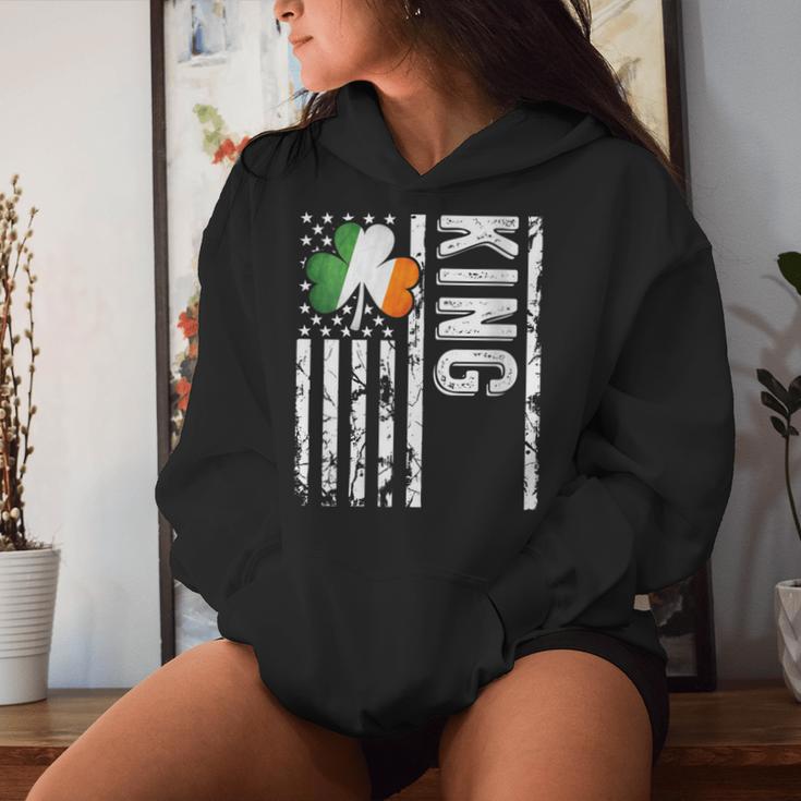 King Last Name Irish Pride Flag Usa St Patrick's Day Women Hoodie Gifts for Her