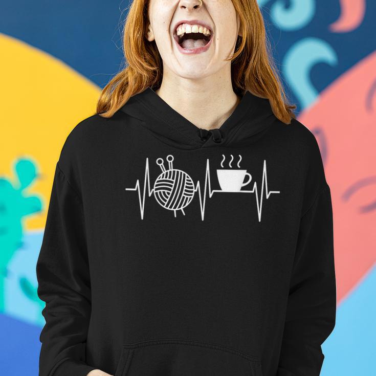 Knitting Coffee Lover Heartbeat Knitting And Coffee Women Hoodie Gifts for Her