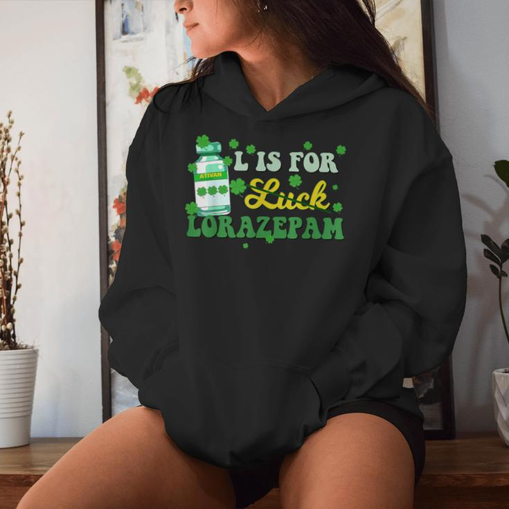 L Is For Luck Lorazepam St Patrick's Day Nurse Pharmacist Women Hoodie Gifts for Her
