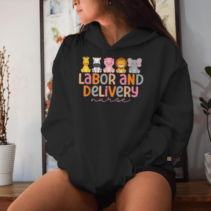 Labor And Delivery Nurse Safari Animals L&D Nurse Graduation Women Hoodie Gifts for Her
