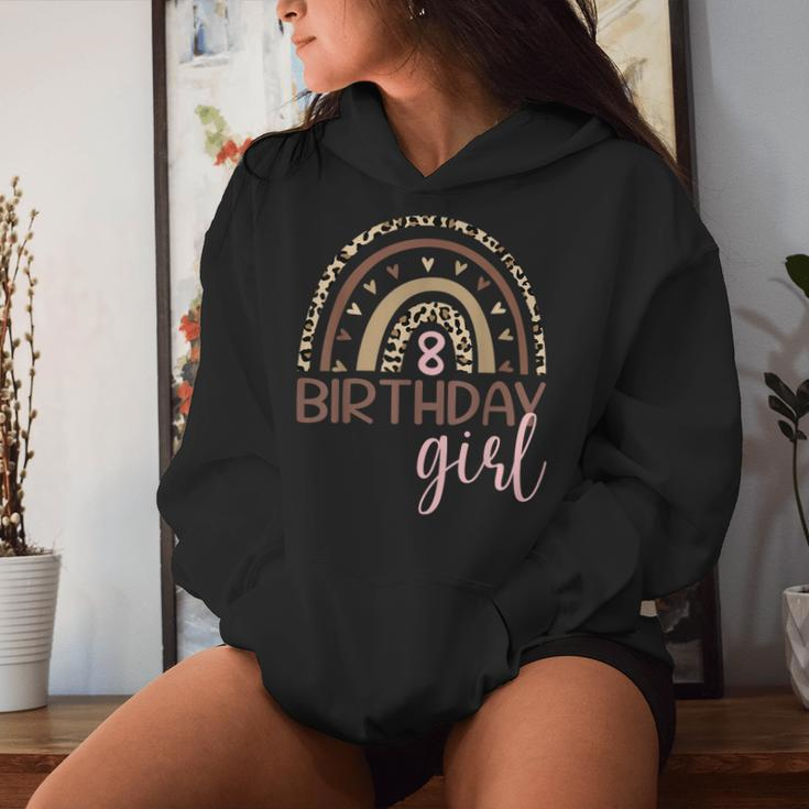 Leopard Rainbow 8Th Birthday Girl Birthday Party Family Women Hoodie Gifts for Her