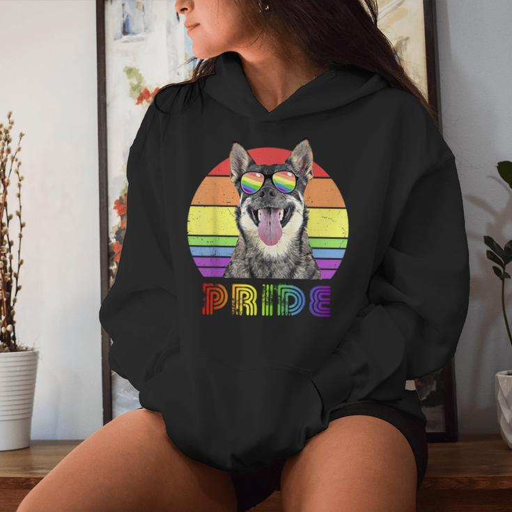 Lgbtq Swedish Vallhund Dog Rainbow Love Gay Pride Women Hoodie Gifts for Her