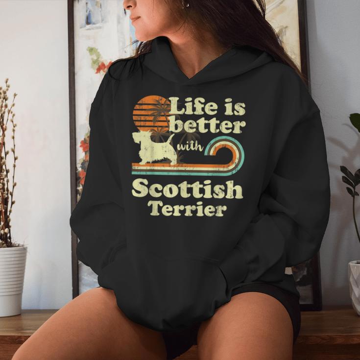 Life Better Scottish Terrierintage Hund Mama Papa Kapuzenpullover für Damen Geschenke für Sie