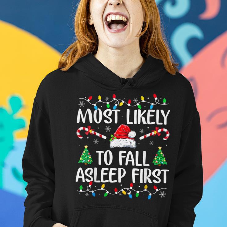 Most Likely To Fall Asleep First Xmas Family Women Hoodie Gifts for Her