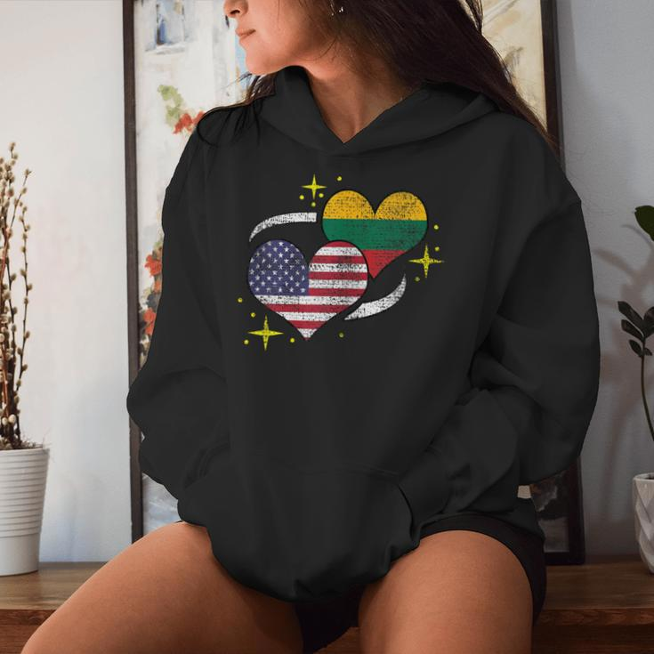 Lithuanian American Flag Heart Lithuanian Vintage Women Hoodie Gifts for Her